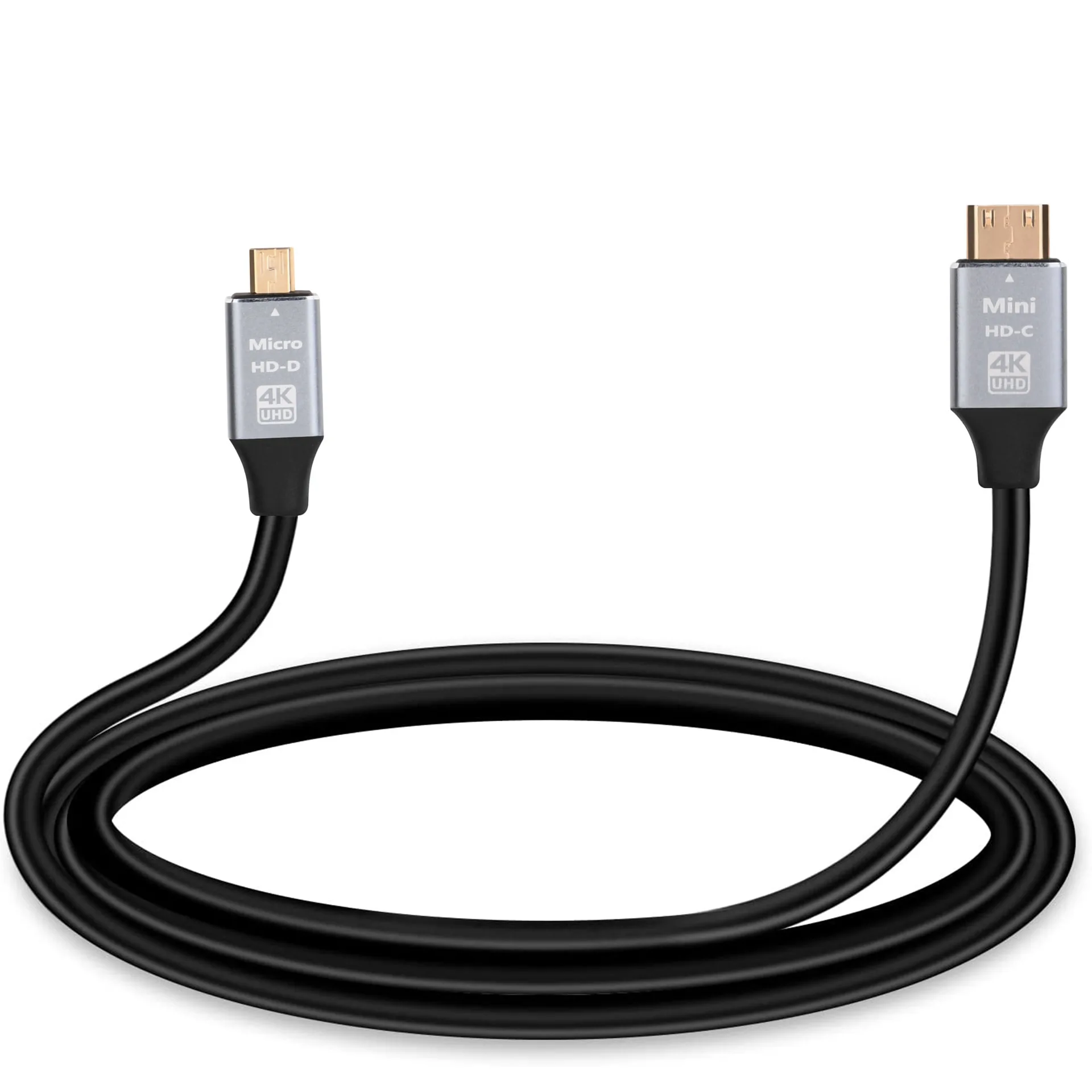 1.5m Mini-HD Micro-HD Male-Male 4K@60Hz UHD Cable HD2.0 C Type to D Type Connector Adapter Cord for Camera DV Tablet Monitor