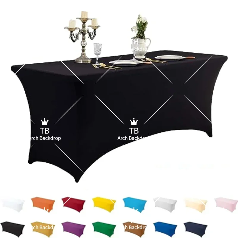 

Pure Color Spandex Table Cover for Folding Table Universal Fitted Stretch Tablecloth for Party Banquet Wedding and Events