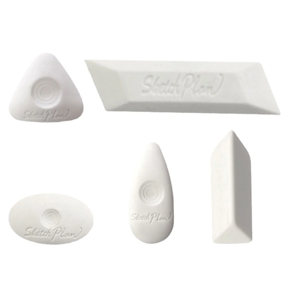 

5Pcs Creative Erasers Drawing Minimal Residue Student Drawing Eraser Sketching Tools Rubber Set White Color