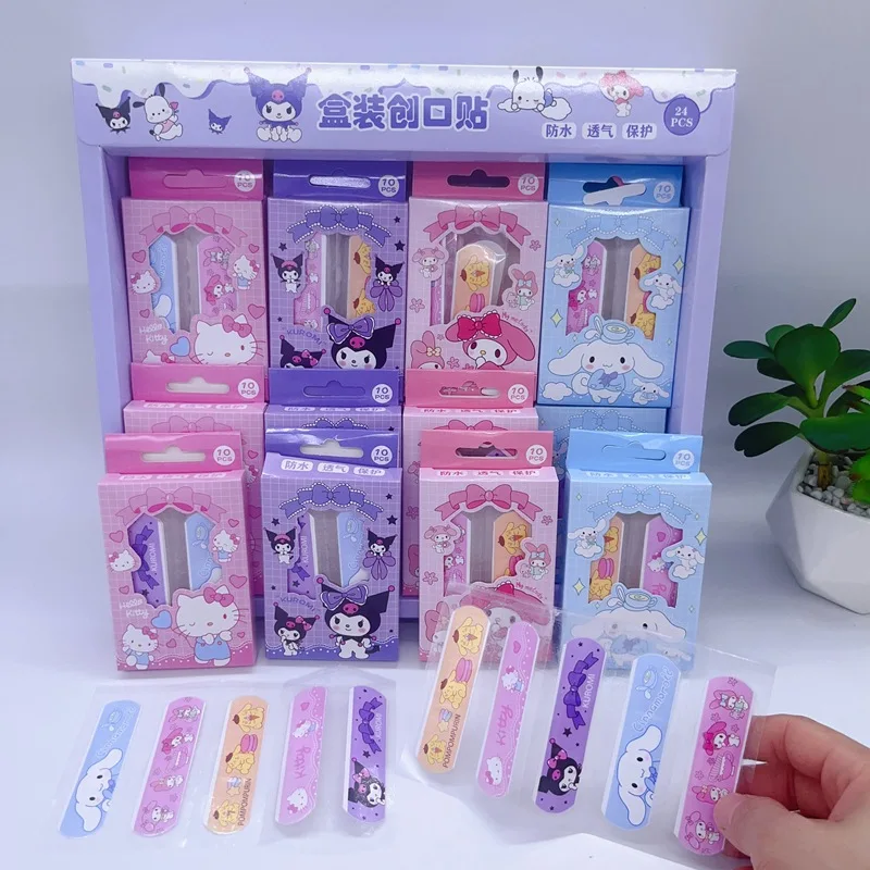 24pcs/box Sanrio Kuromi Waterproof Breathable Band Aid Cute Hemostatic Adhesive Bandages First Aid Cute Bandages Cute Bandaids