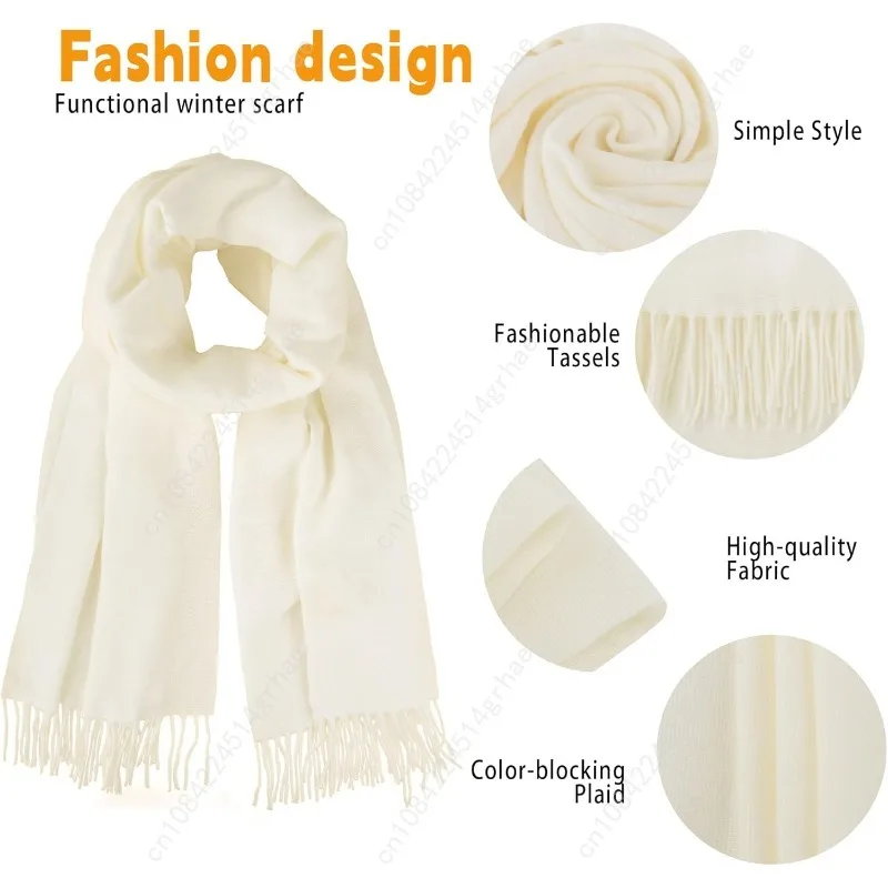 وشاح شتوي للنساء والرجال للطقس البارد - أوشحة شالات دافئة ناعمة مع شرابات (78.7 بوصة * 26.8 بوصة)