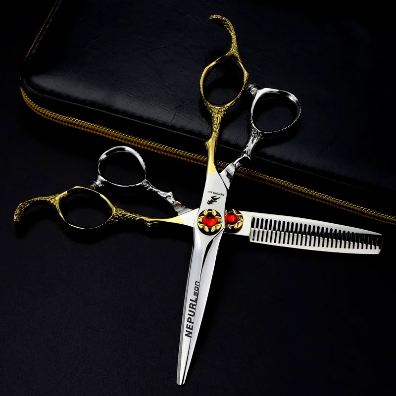 

Nepurlson 6 Inch Barber Shop Hair Scissors Professional High Quality Hairdressing Scissors Cutting Thinning Set Salons Shears