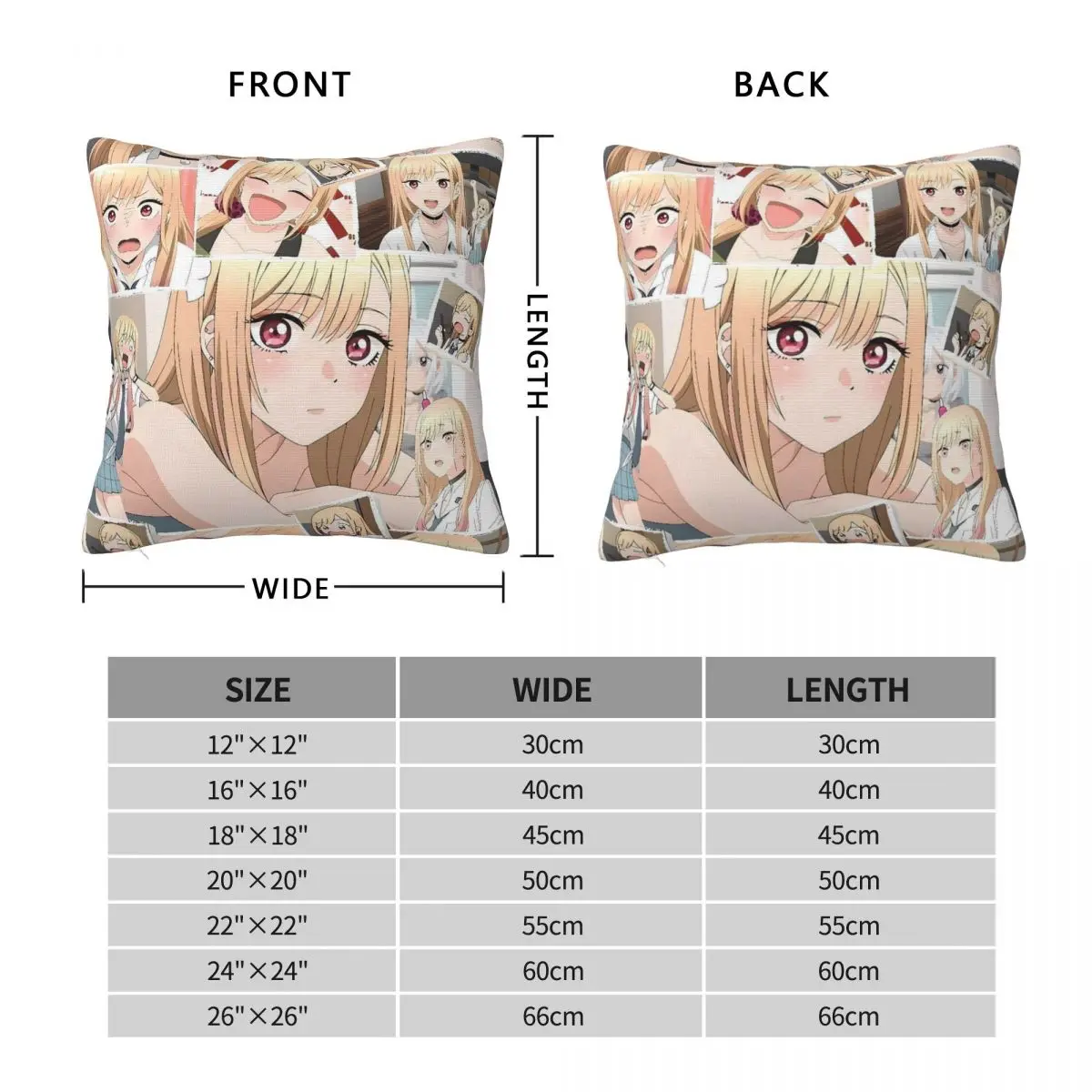 Kitagawa Marin Anime Pillow Cover Cute Funny Pillow Case For Chair Sofa Home Decoration Cushion Cover Polyester Pillowcases