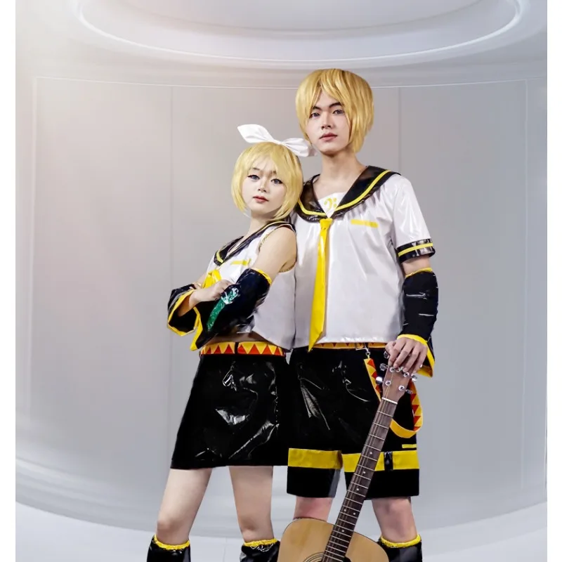 2026 Anime Men Len Cosplay Costume Women Rin JK Uniform for Comic Con Outfits Halloween Costumes Cosplay Tops Shorts Wig Headset