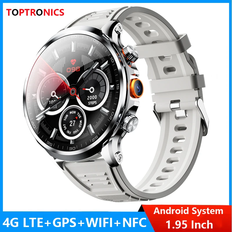 4G Network SIM Card Smart Watch 1.95 inch GPS WIFI Camera 4GB 64G ROM Storage Google Play IP67 Android navigation Smartwatch