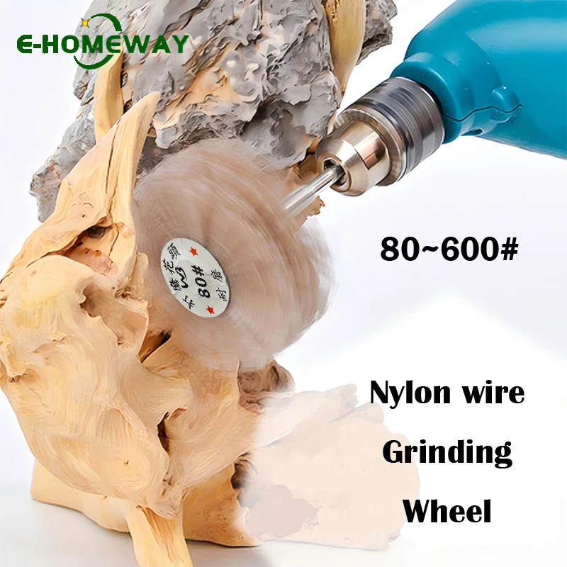 

85mm X 6mm Mounted Nylon Wire Wheel SUPER THICK for Wooden Furniture Polishing Deburring, 80/120/180/240/320/400/600 Grits, 1PC