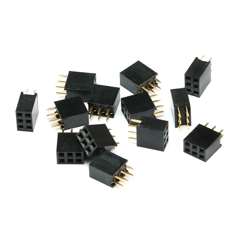 10Pcs 2.54MM 2x2P/3/4/5/6/8/10/12/16/20/40 Pin Stright Female Double Row Header Strip PCB Connector