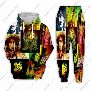 BOB MARLEY Hoodies 3D Print Hoodie Sweatshirt Heren Trainingspak 2-delige set Sportkleding Heren Dames Unisex Kleding Kinderpak