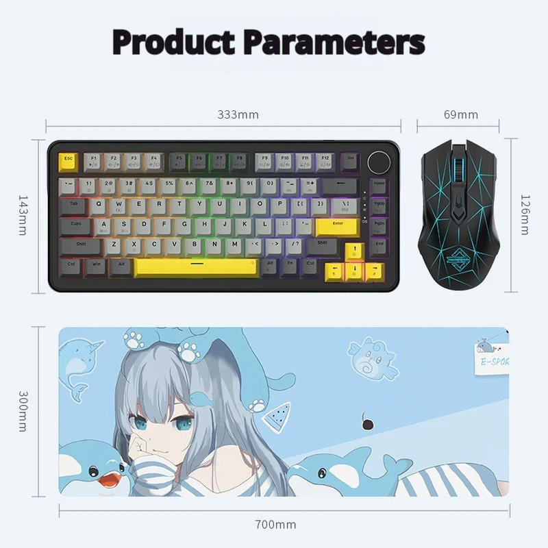 Ajazz Game Life Keyboard And Mouse Gift Box Set (Ak820max Keyboard+Aj52 Mouse+Mouse Pad+Gift Box) Gaming Keyboard Mouse Gifts