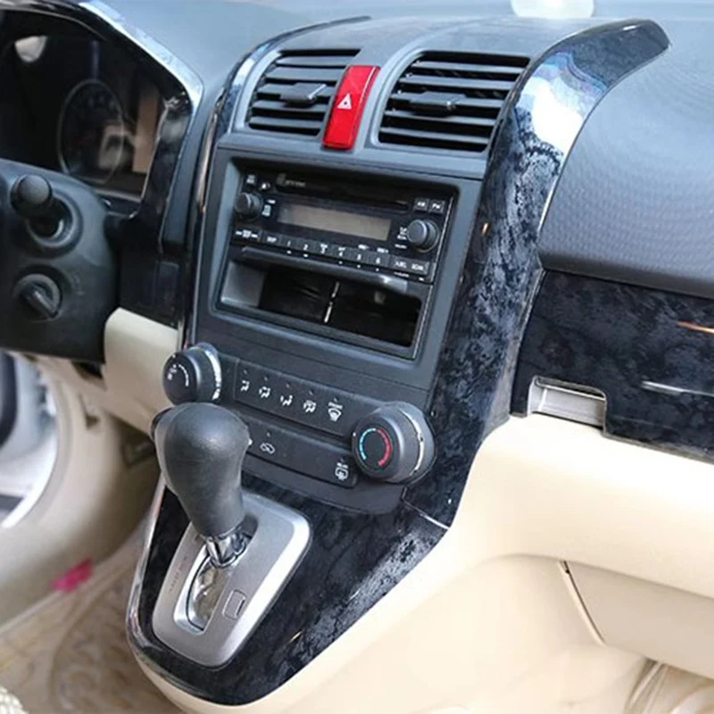 ABS Carbon Fiber Wood Paint Inner Front Middle AC Vent Gear Shift Frame 3pcs/set For Honda CRV 2007 2008 2009 2010