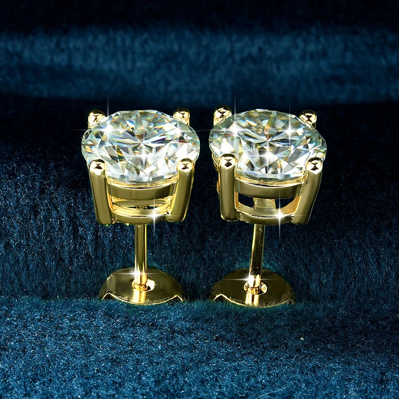 Lnngy 0,3-2CT Moissanit-Ohrstecker für Damen, 14 Karat Gold gefüllt, funkelnder Labor-Diamant-Ohrring mit vier Krallen und Zertifikaten – Detail 4