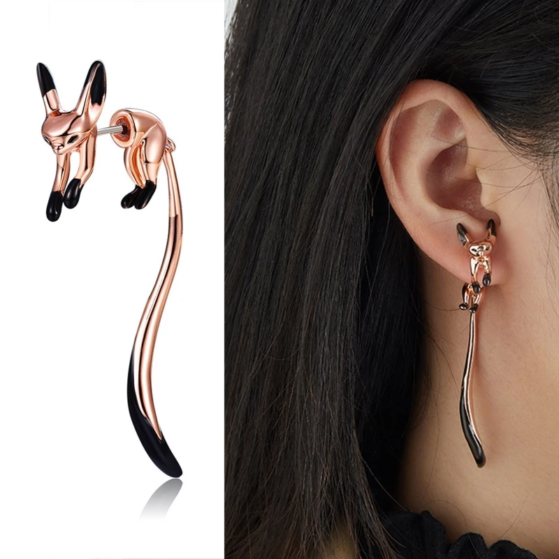 Long Tassels Earrings Animal Earrings for Girls Cute Little Fox Stud Earring  Long Tail Fox Earrings Teen Girls Fashion