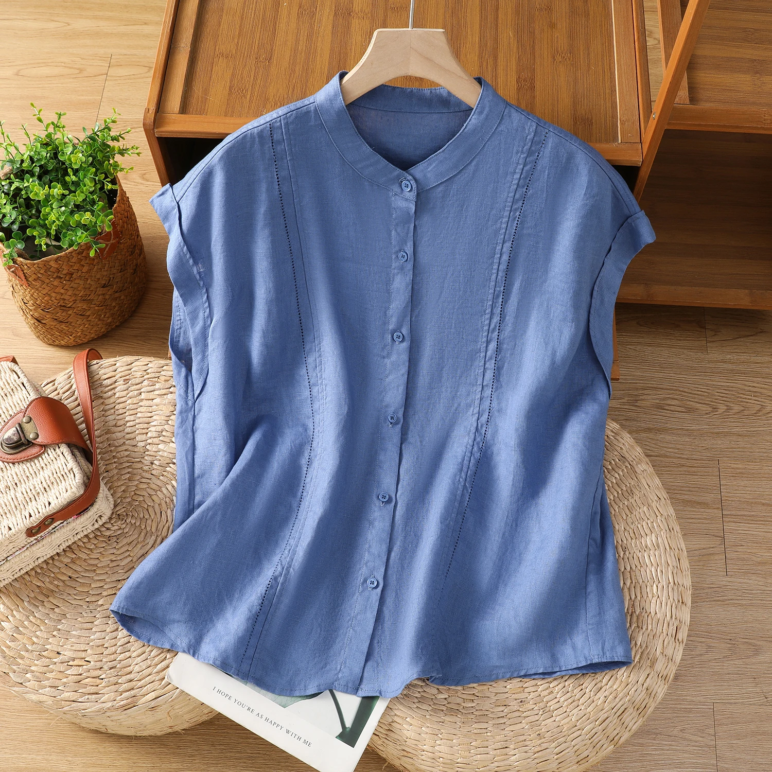 

Льняной ирт, женский ажурный воротник-стойка ort Sve, облегающий летний тонкий однотонный открытый кардиган, топ