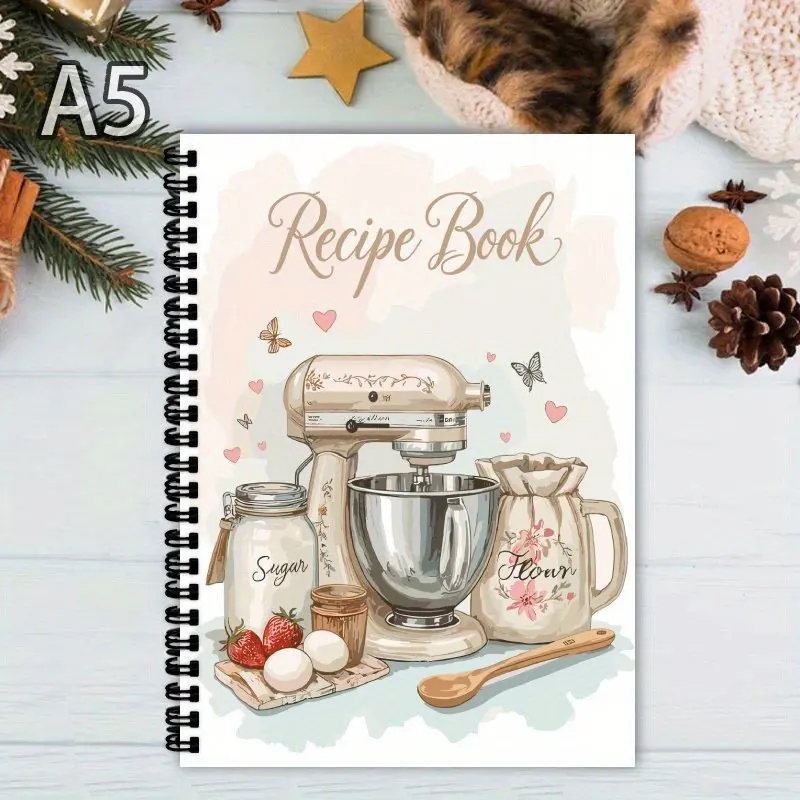 Cuaderno de recetas, 100 hojas, libro de recetas vacío, planificador de cocina escrito a mano para preparación diaria de comidas, para principiantes en repostería