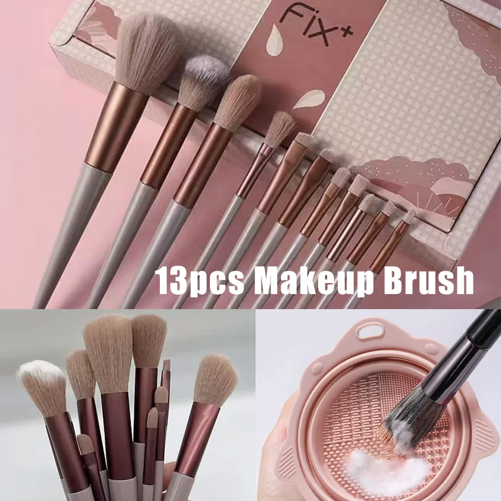 13PCS 메이크업 브러쉬 세트 아이 섀도우 파운데이션 여성용 다채로운 메이크업 브러쉬 아이 섀도우 블러쉬 뷰티 소프트 메이크업 툴킷