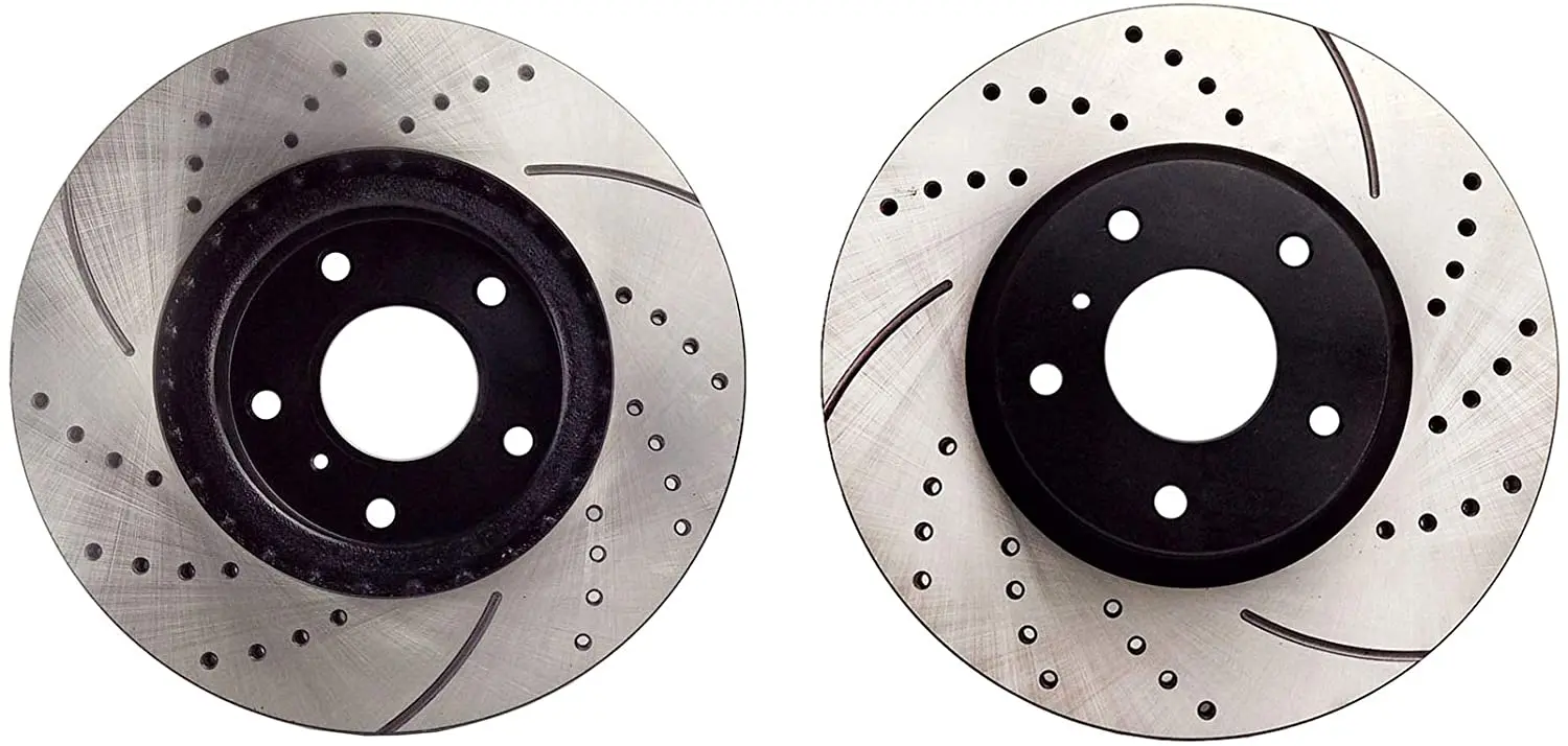 QYT10026 Front Brake kit with Drilled Slotted Rotors and Ceramic Brake pads for Infiniti G35  Nissan 350Z 2003-2005 saab 2010