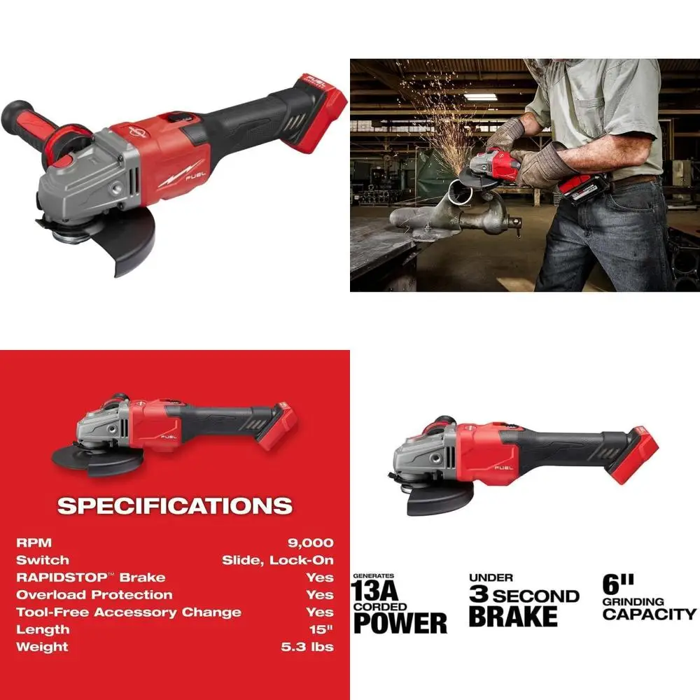 

Комплект тормозной шлифовальной машины с регулируемой скоростью от 4,5 до 6, с ползунковым переключателем и функцией фиксации, красный, сверхмощный промышленный инструмент