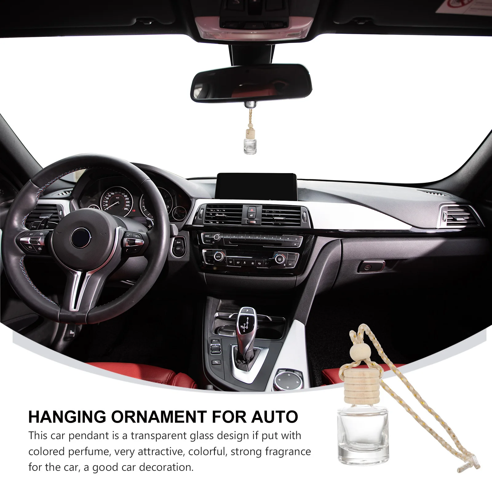 

6Pcs Car Hanging Perfume Bottles Transparent Glass Empty Pendant Aromatherapy Bottles Essential Oil Diffuser Car Interior Decor