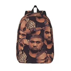 Kanye West Funny Face Backpack for Men Women Teenage Student Hiking Daypack Rapper Music Producer Laptop Shoulder Bag Durable