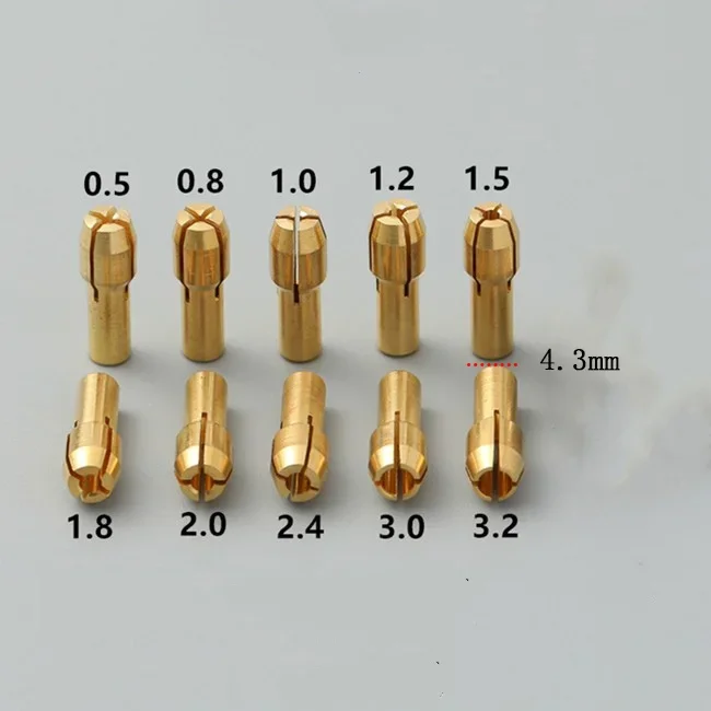 5/11PCS/lot Mini Drill Brass Collet Chuck for Dremel Rotary Tool 0.5-3.2mm Brass and Nut for Dremel Accessories Set