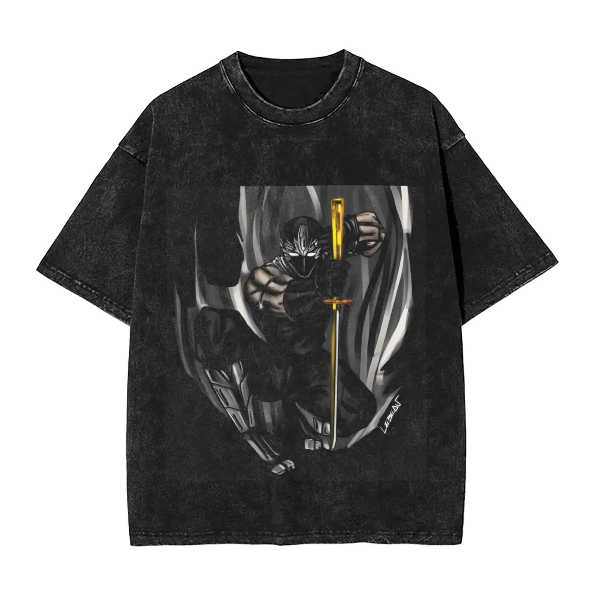 Vintage Washed T Shirt Ninja Scrolls Simple T Shirts  Hippie Tee Shirt for Male Beach Y2K Retro Casual Tops