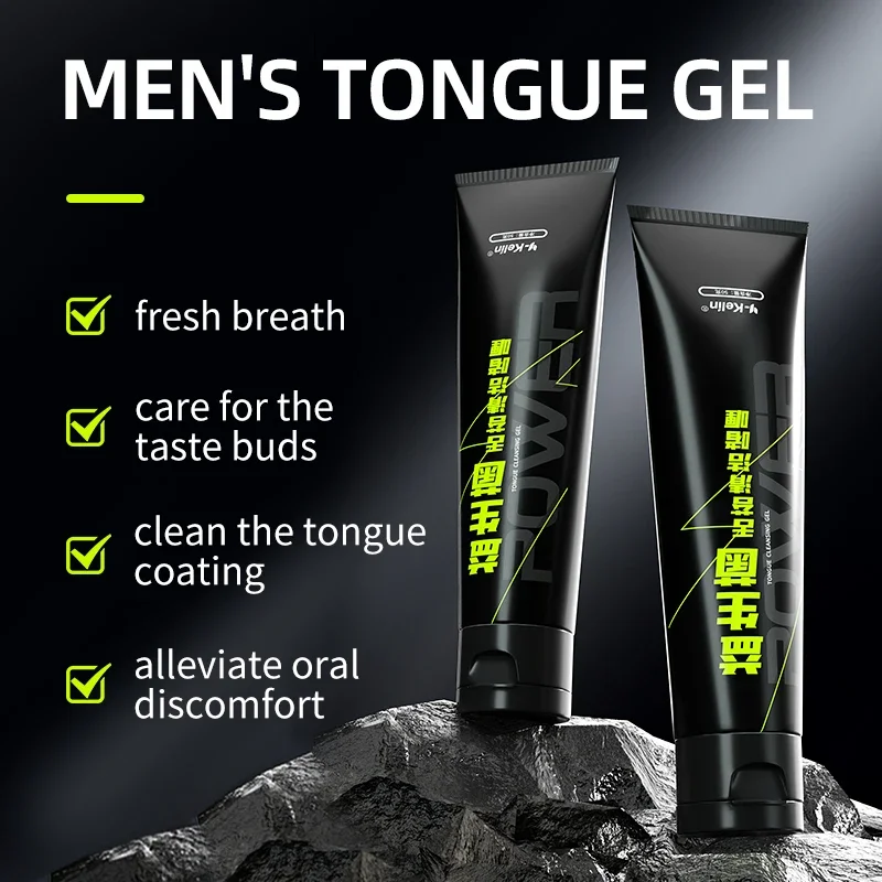 Limpiador de revestimiento de lengua para hombres, Gel de limpieza, cepillo eliminador Oral