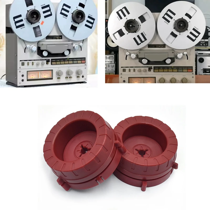 2PCS Opener Kits for Hub Adapter Plastic Base Adapter Clamp for 1/4inch Reel to Reel Open Tape Recorder Red-A14I