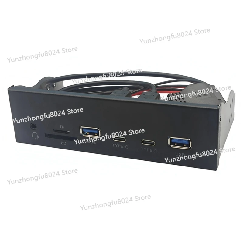 

USB Front Panel for PC 2 X USB 3.2 GEN1 5Gbps + 2 X TYPE-C Hub + 3.5Mm Headset+ TF/SD Slot for 5.25Inch Floppy Drive Bay-L22A