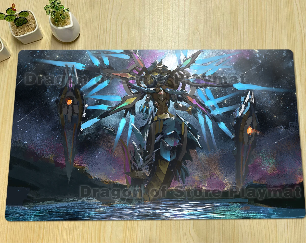 YuGiOh Drytron Meteonis DA Draconids Playmat TCG CCG Mat Board Game Pad Trading Card Game Mat Rubber Mouse Pad & Bag 600x350x2mm