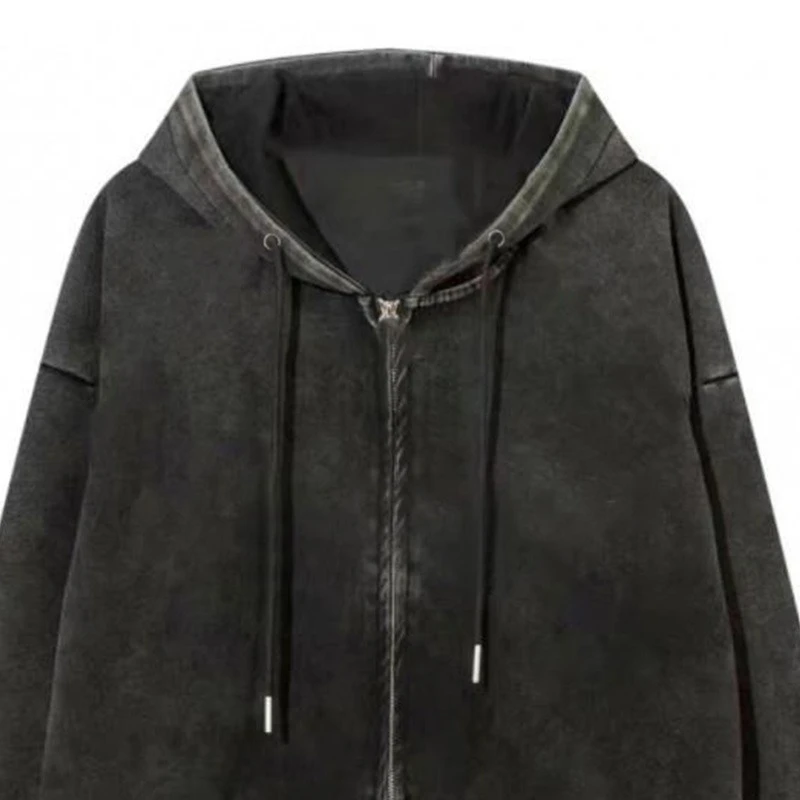 معطف Y2k لخريف وشتاء 2025 غسل حمض للنساء موضة غير رسمية مقاس كبير هوديس مغسول عتيق ملابس خارجية فضفاضة متعددة الاستخدامات #2