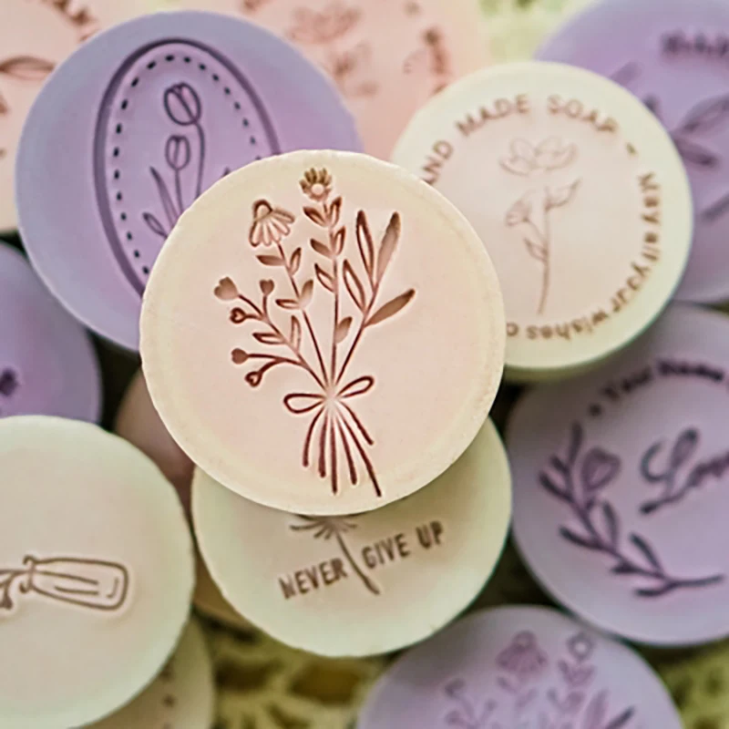 Creative Plants Flower Handmade Soap Series Stamp for Soap Making, Transparent Acrylic Seal Supplies, DIY Chapter Crafts