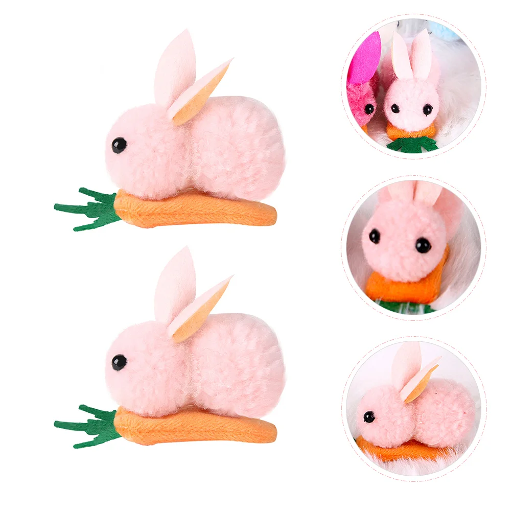 

2 Pcs Rabbit Carrot Hair Clip Small Vermouth Kids Headdress Brush Lovely Iron Hairpin Clips for Toddler Plush Snap