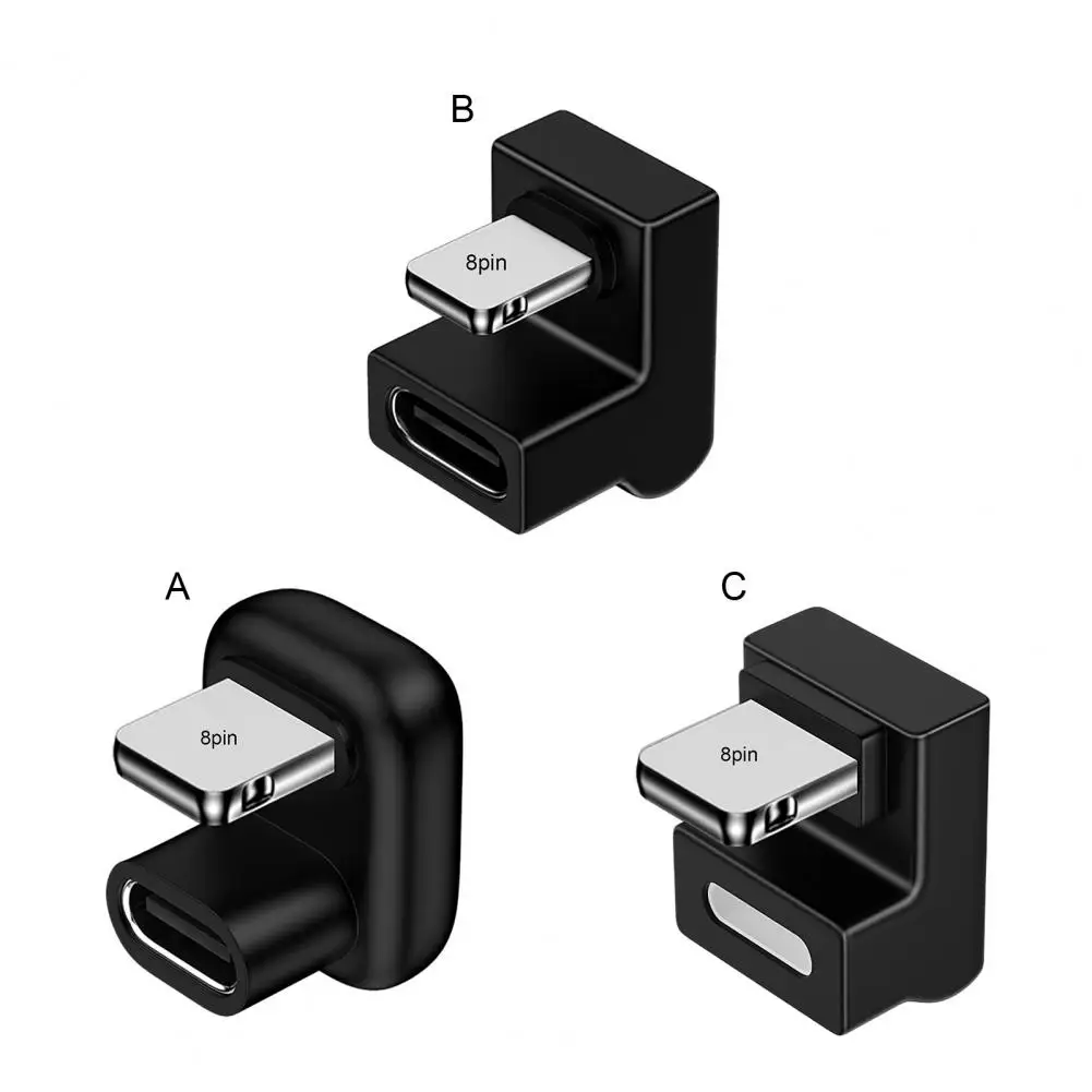 Mobile Phone Adapter 180 Degree Elbow Design Data Adapter High Speed U-shaped PD 20W 8 Pin to Type-C Wireless Adapter