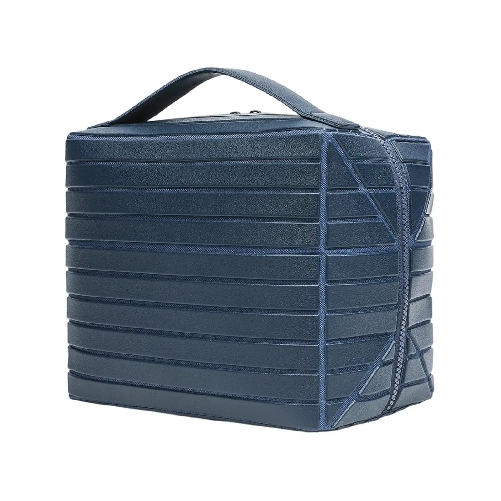 Women Cosmetic Pouch Large Capacity Geometric Striped Makeup Bag Organizer Travel Cosmetic Case for Vanity and Luggage