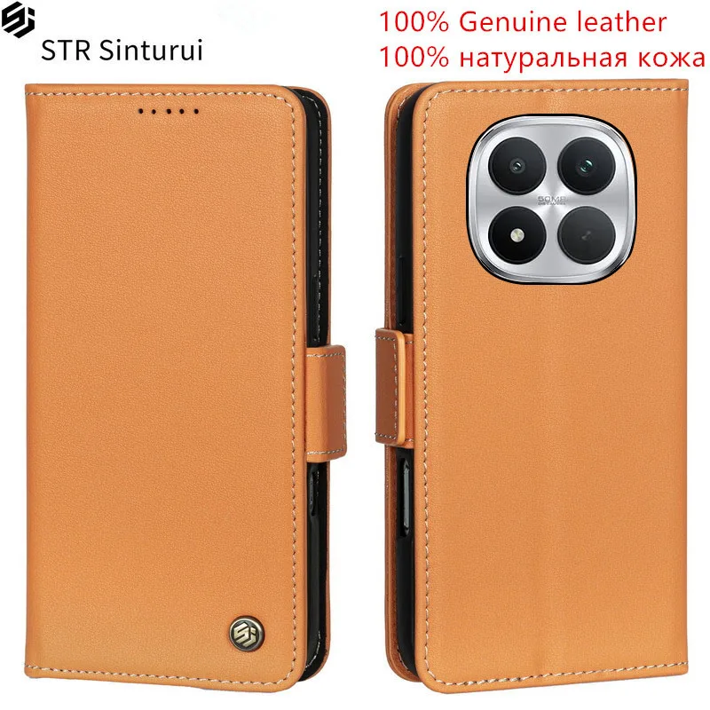 

STR 100% Genuine Nappa grain leather card Slot Wallet Cover For Xiaomi Poco M8 M7 M6 Pro 5G 4G M5s M5 Flip shockproof phone Case