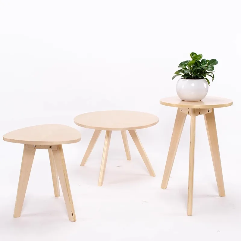 Household Solid Wood Small Round Table, Small Coffee Table, Triangular Round Table, Apartment Corner Table