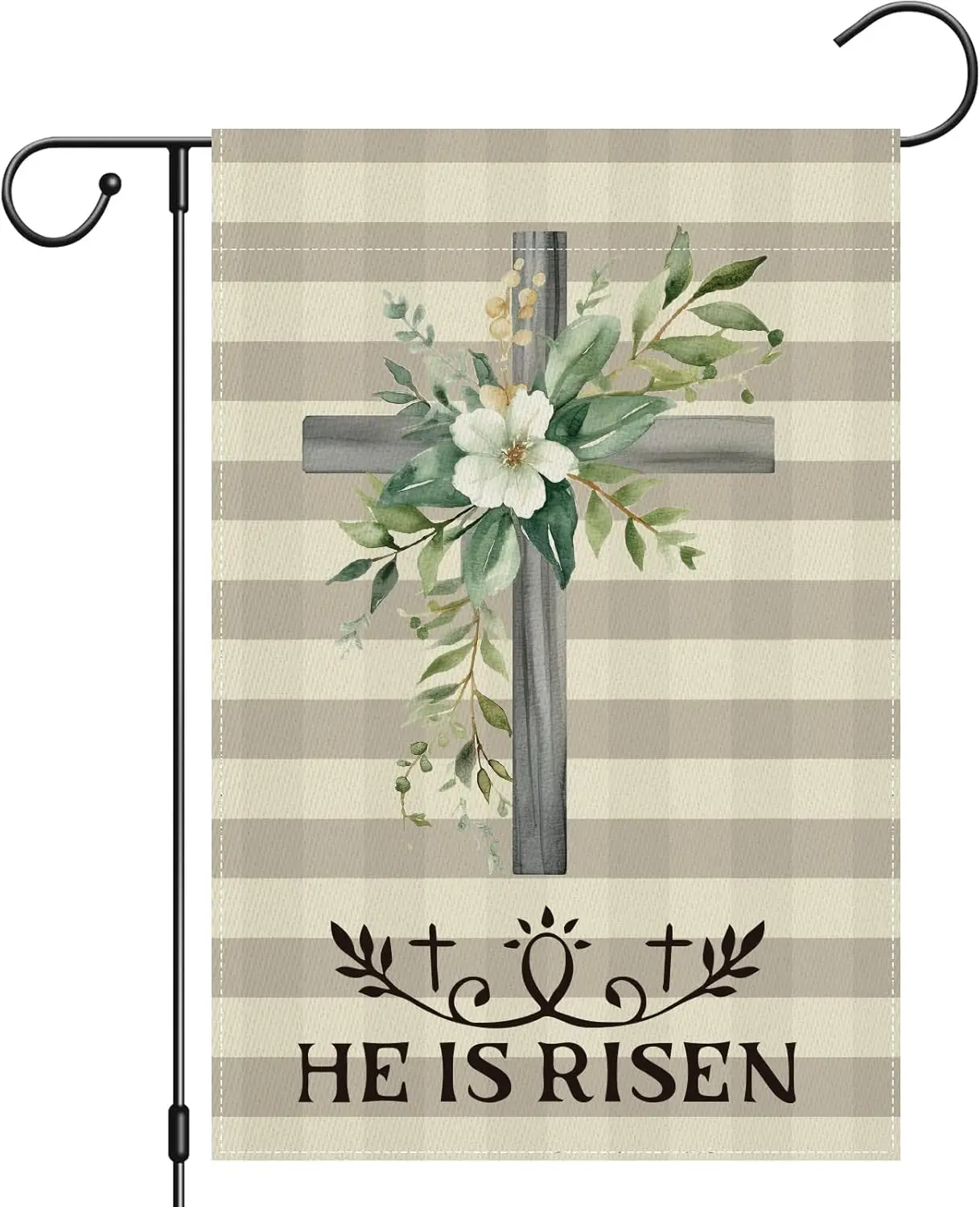 He Is Risen Easter Garden Flag Double Sided 12x18 Inch Easter Cross Buffalo Plaid Lily Sign Welcome Summer Yard Flag Banner  SSL