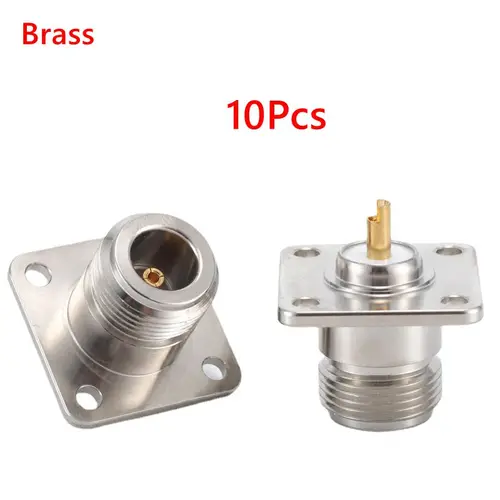 10 Uds. Conector de montaje Jack hembra tipo N L16, conector de brida de 4 orificios, soldadura hembra tipo N para montaje de enchufe de chasis de Panel, latón coaxial