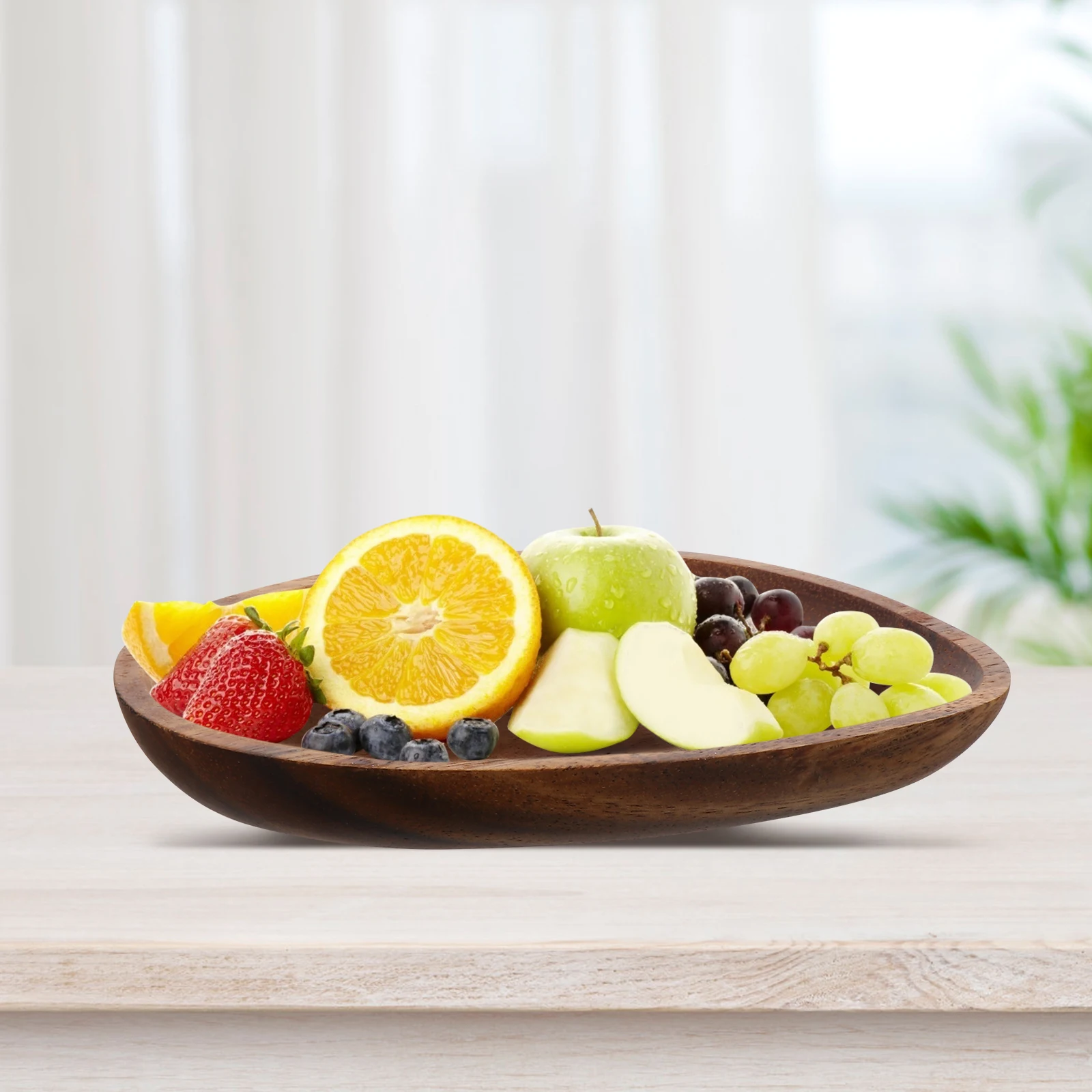 

1pc Wooden Dish Walnut Snack Plate Food Serving Dish Desserts Refreshments Irregular Design Easy Clean Safe Material Gift