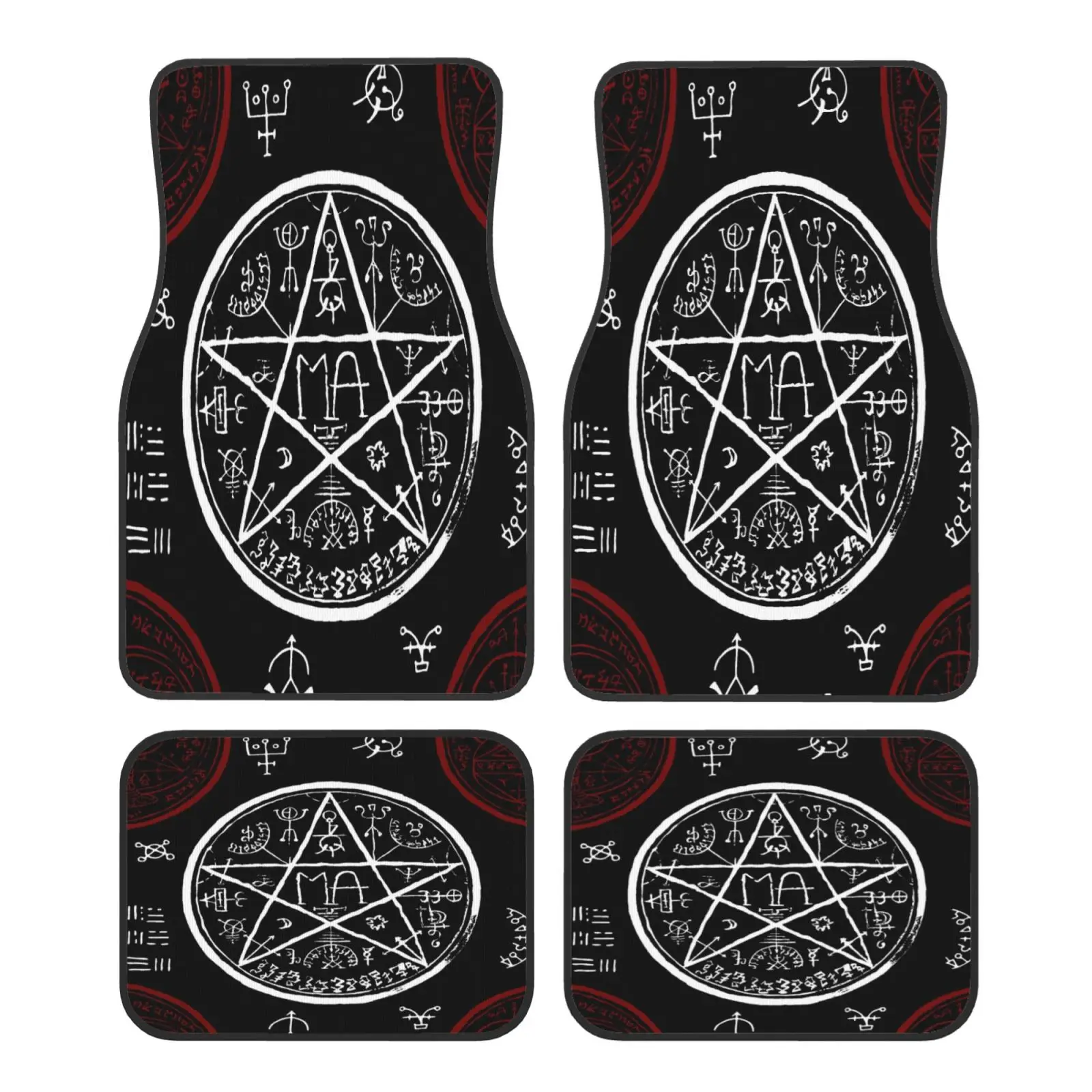 Pentagram and Mystic Symbols Print Car Floor Mats Durable Car Carpet Mat Set of 4pcs with Anti-Slip Backing Fit for SUV Trucks