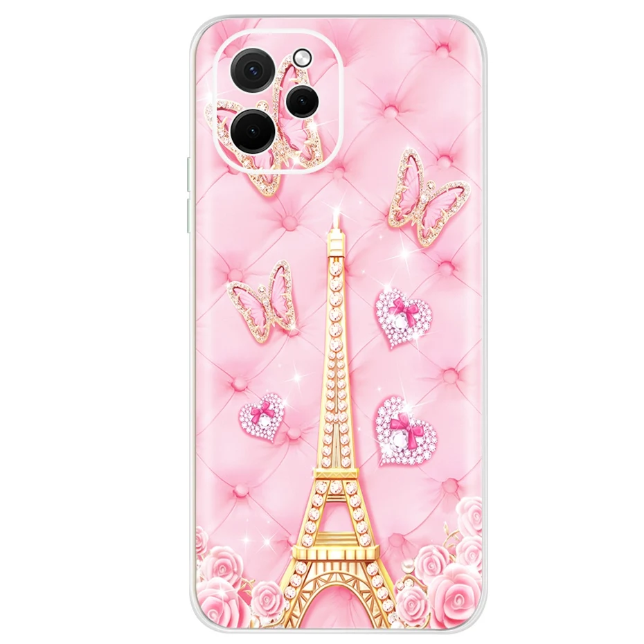 Soft Silicone Case For Huawei Nova Y61 Clear TPU Phone Case For Huawei Nova Y61 EVE-LX9 EVE-LX3 Cute Butterfly Cat Pattern Coque