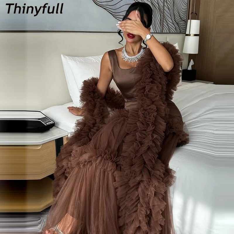 

Thinyfull A-line Arab Satin/Tulle Prom Dress Square Collar Sleeveless Evening Dress Dubai Formal Gown robes de soirée Customized