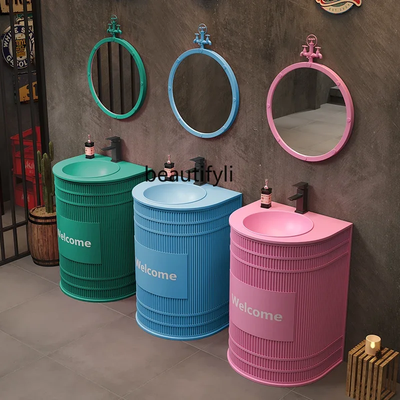 

Wrought iron industrial wind wash basin bar creative washbasin retro floor wash table restaurant wash basin