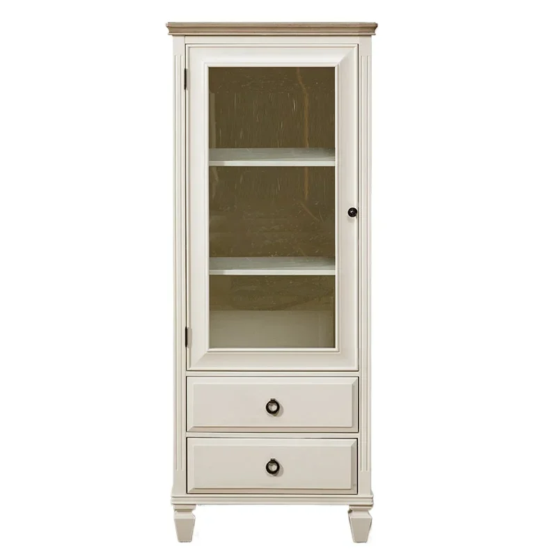 

American light luxury solid wood wine cabinet glass door modern simple kitchen tea cabinet storage locker small wine cabinet
