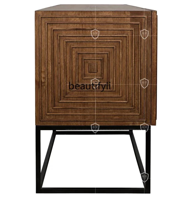 A15 Mid-Ancient Solid Wood Sideboard Retro Style Sideboard Cabinet Storage Cabinet Qianyu Nordic TV Bench for Bedroom Sideboard