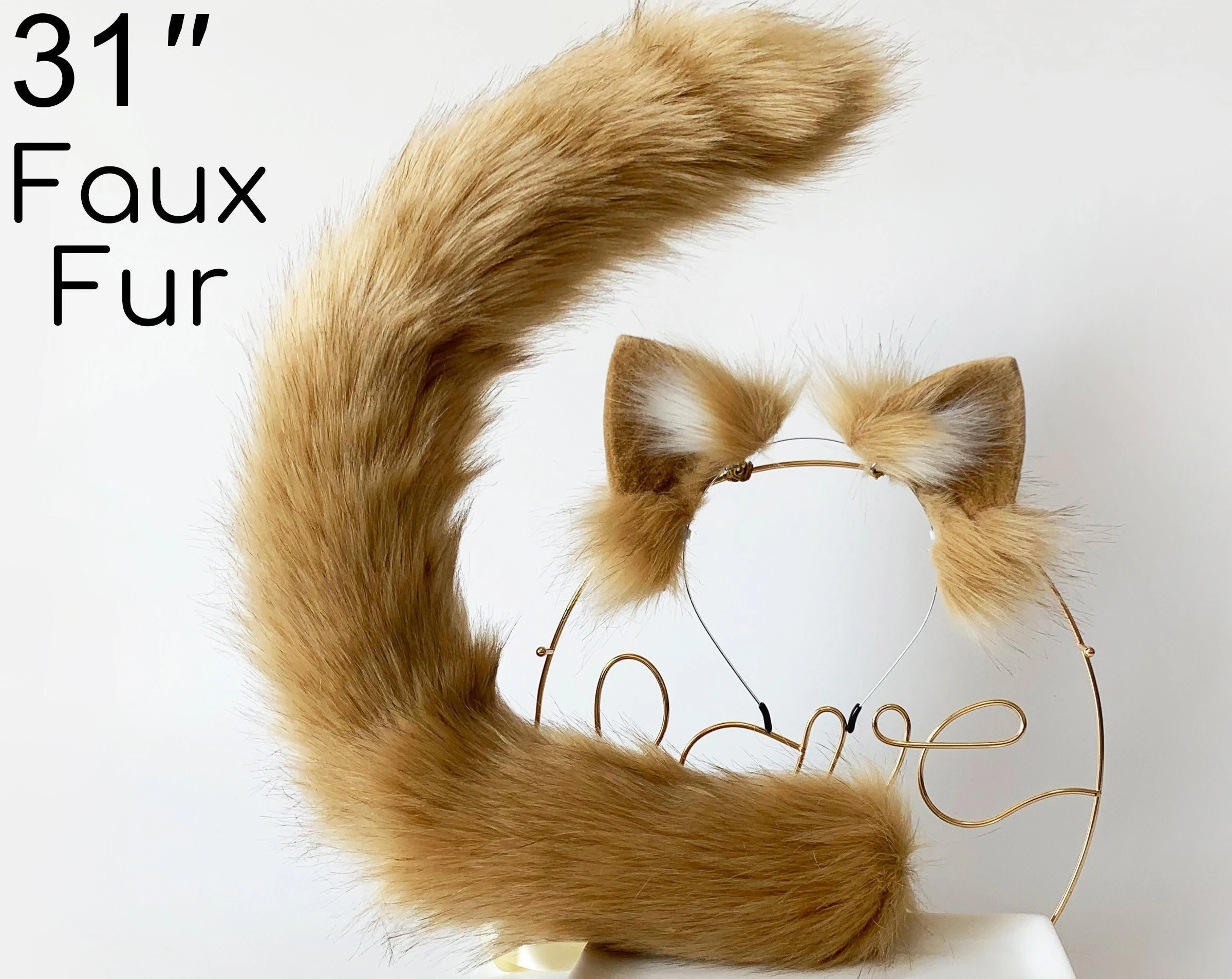 Cat ear and tail set, pet cosplay ears, kitten tail and ears, cat tail and ears, anime character cosplay ears, cosplay set
