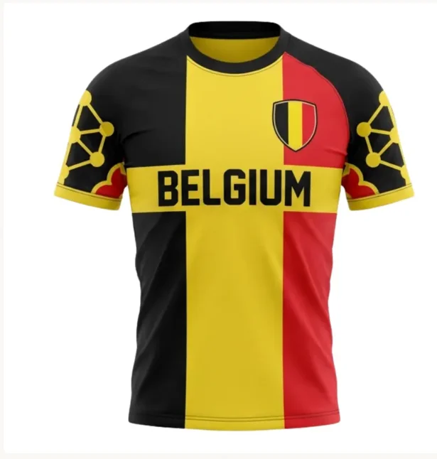 New round neck football jersey from Belgium for outdoor sports, breathable and quick drying. Fans support daily training