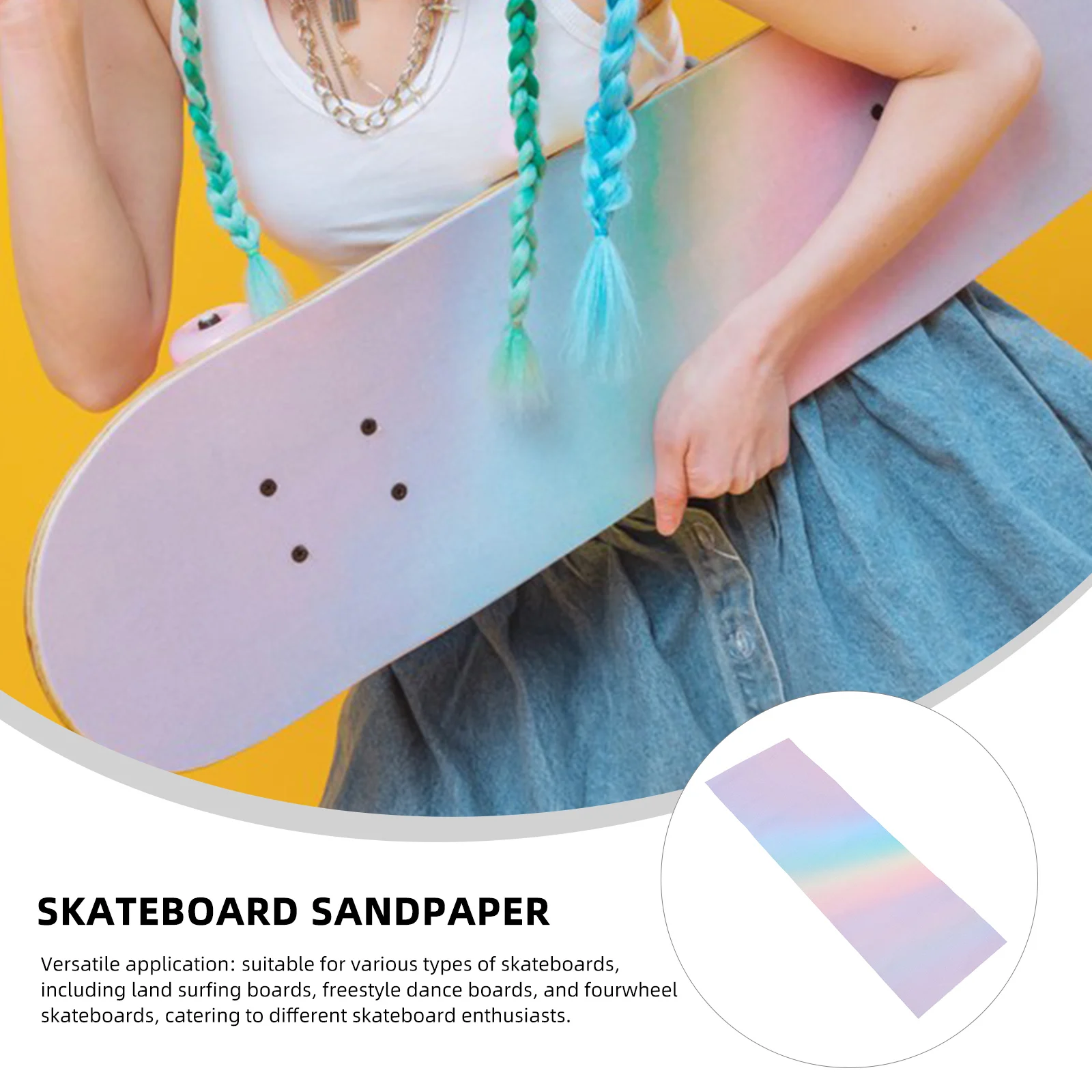 

1PC Skateboard Rainbow Sandpaper Photo Silicon Carbide Grip Tape Stickers for Car Surfing Board Freestyle Dance Boards FourWheel