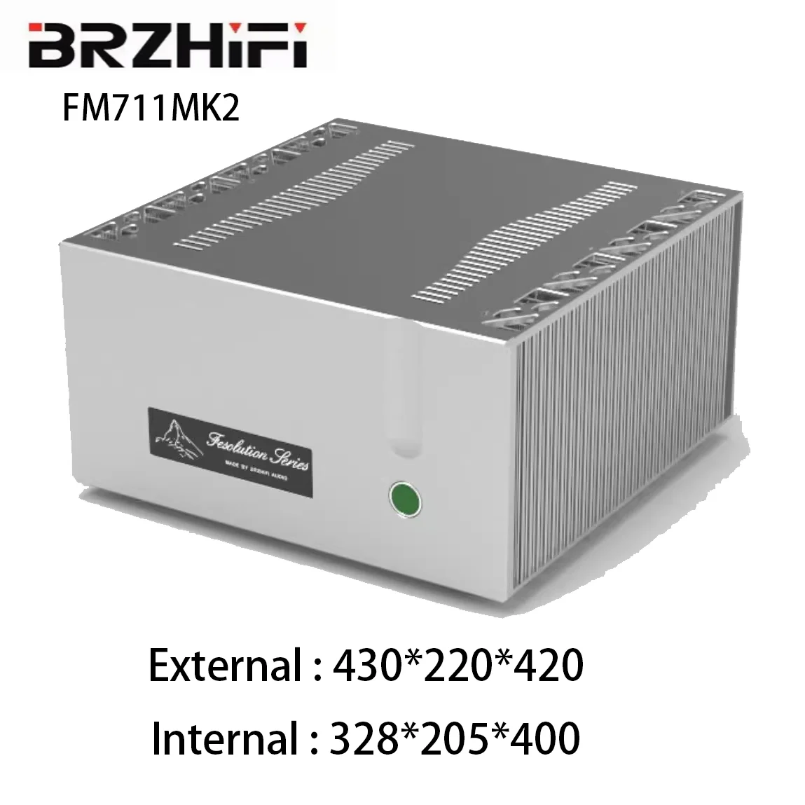 BRZHIFI Home Audio Stereo Amplifier Chassis Classical FM711MK2 Luxury grey Sound Amplifier Aluminum Enclosure with Heat sink