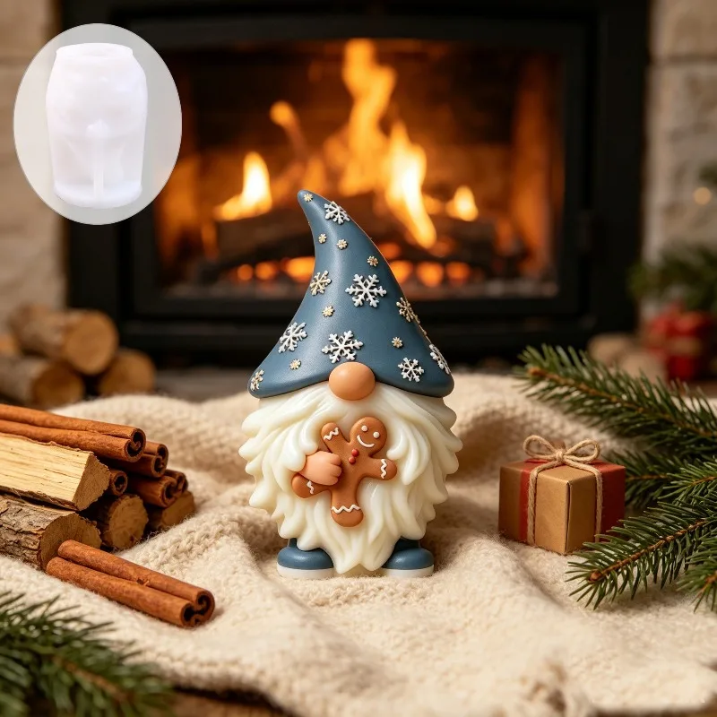 Gingerbread Santa Claus Silicone Mold Christmas Atmosphere Snowflake Pointed Hat Faceless Scented Candle Mold  Silicone Molds